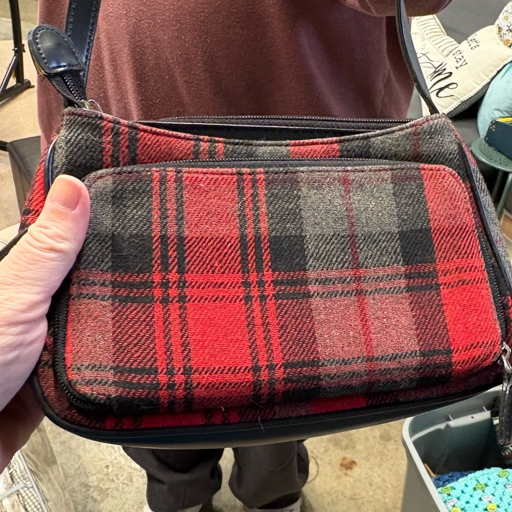 Liz Claiborne Classic Red and Gray Shoulder Bag